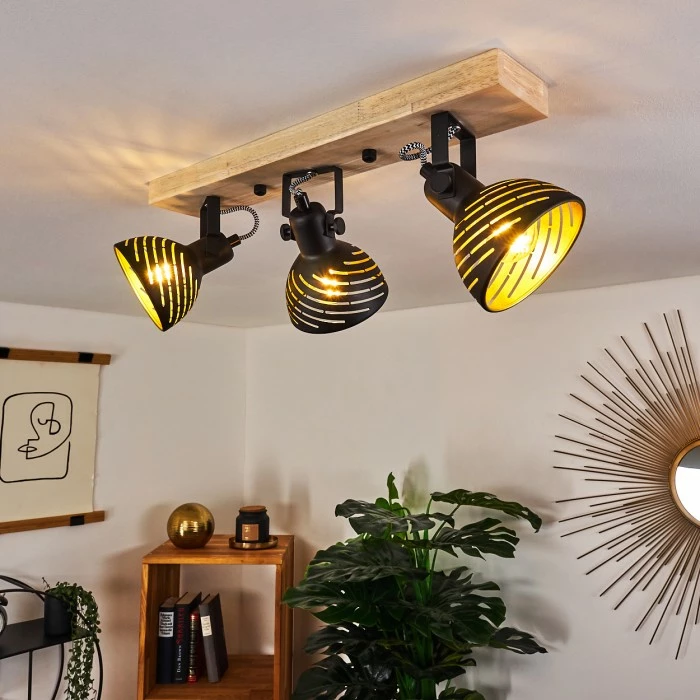 Hofstein Osina Deckenleuchte Schwarz, Braun, 3-flammig 9 Hofstein Osina Deckenleuchte Schwarz, Braun, 3-flammig – Bild 9