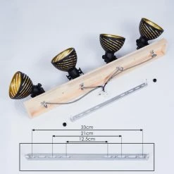 Hofstein Osina Deckenleuchte Schwarz, Braun, 4-flammig -Bürolampen Verkäufe osina deckenleuchte h3018798 4