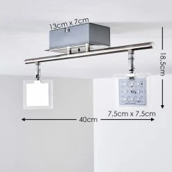 Hofstein Oxford Deckenleuchte LED Chrom, 2-flammig, Fernbedienung, Farbwechsler -Bürolampen Verkäufe oxford deckenleuchte h3009765 1