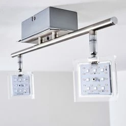 Hofstein Oxford Deckenleuchte LED Chrom, 2-flammig, Fernbedienung, Farbwechsler -Bürolampen Verkäufe oxford deckenleuchte h3009765 13