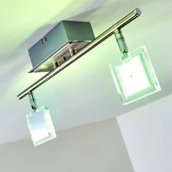 Hofstein Oxford Deckenleuchte LED Chrom, 2-flammig, Fernbedienung, Farbwechsler -Bürolampen Verkäufe oxford deckenleuchte h3009765 14