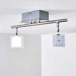 Hofstein Oxford Deckenleuchte LED Chrom, 2-flammig, Fernbedienung, Farbwechsler -Bürolampen Verkäufe oxford deckenleuchte h3009765 15