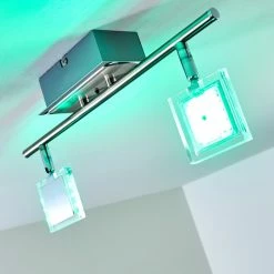 Hofstein Oxford Deckenleuchte LED Chrom, 2-flammig, Fernbedienung, Farbwechsler -Bürolampen Verkäufe oxford deckenleuchte h3009765 16