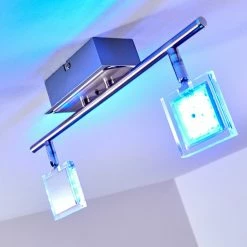 Hofstein Oxford Deckenleuchte LED Chrom, 2-flammig, Fernbedienung, Farbwechsler -Bürolampen Verkäufe oxford deckenleuchte h3009765 18
