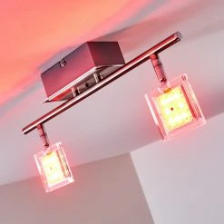 Hofstein Oxford Deckenleuchte LED Chrom, 2-flammig, Fernbedienung, Farbwechsler -Bürolampen Verkäufe oxford deckenleuchte h3009765 22