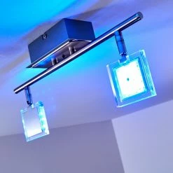 Hofstein Oxford Deckenleuchte LED Chrom, 2-flammig, Fernbedienung, Farbwechsler -Bürolampen Verkäufe oxford deckenleuchte h3009765 3