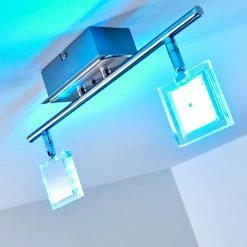 Hofstein Oxford Deckenleuchte LED Chrom, 2-flammig, Fernbedienung, Farbwechsler -Bürolampen Verkäufe oxford deckenleuchte h3009765 5