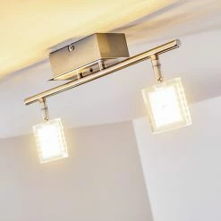 Hofstein Oxford Deckenleuchte LED Chrom, 2-flammig, Fernbedienung, Farbwechsler -Bürolampen Verkäufe oxford deckenleuchte h3009765 9