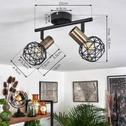 Hofstein Palmira Deckenleuchte Messing, Schwarz, 2-flammig -Bürolampen Verkäufe palmira deckenleuchte h3384282 3