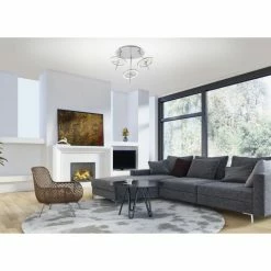 Paul Neuhaus Q-Serie Paul Neuhaus Q-AMY Deckenleuchte LED Edelstahl, 6-flammig, Fernbedienung -Bürolampen Verkäufe paul neuhaus q amy deckenleuchte 6891 55 2