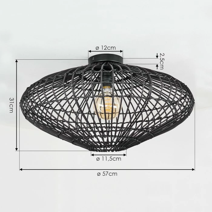 Hofstein Peretola Deckenleuchte Schwarz, 1-flammig 4 Hofstein Peretola Deckenleuchte Schwarz, 1-flammig – Bild 4