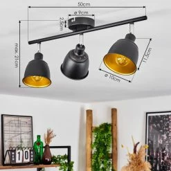 Hofstein Pistrino Deckenleuchte Chrom, Schwarz, 3-flammig -Bürolampen Verkäufe pistrino deckenleuchte h3017876 3