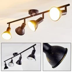 Hofstein Polmak Deckenleuchte Schwarz-Gold, 4-flammig