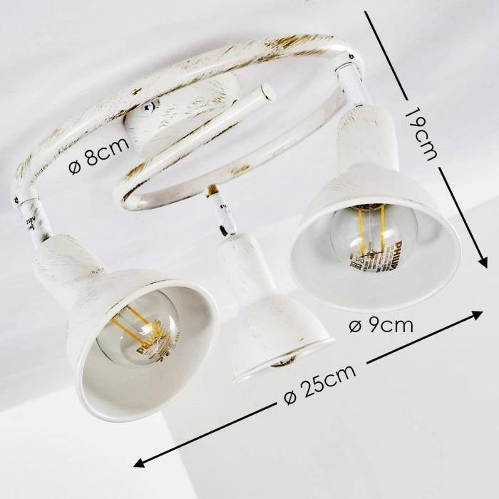 Hofstein Polmak Deckenleuchte Weiß, Gold, 3-flammig 2 Hofstein Polmak Deckenleuchte Weiß, Gold, 3-flammig – Bild 2