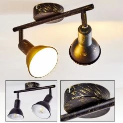 Hofstein Polmak Deckenspot Schwarz-Gold, 2-flammig 39 Hofstein Polmak Deckenspot Schwarz-Gold, 2-flammig -Bürolampen Verkäufe polmak deckenspot h3092354 do1 19
