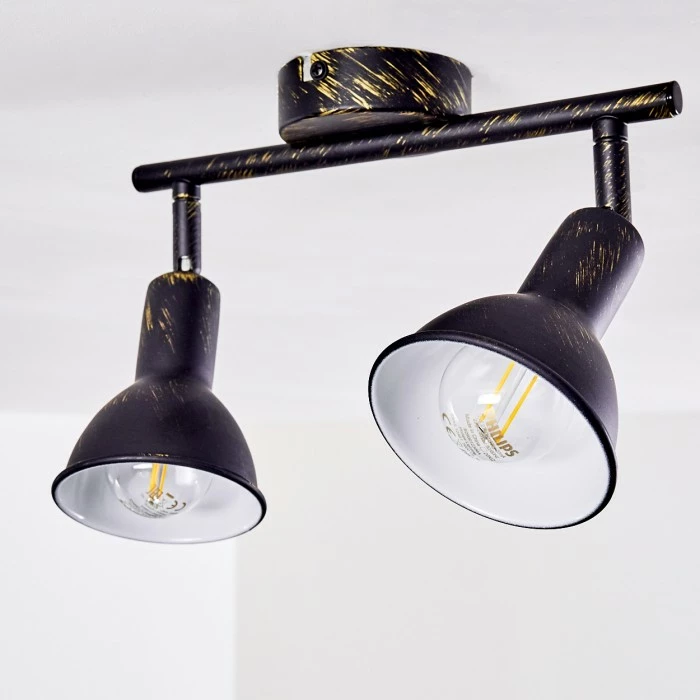 Hofstein Polmak Deckenspot Schwarz-Gold, 2-flammig 6 Hofstein Polmak Deckenspot Schwarz-Gold, 2-flammig – Bild 6