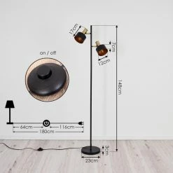 Hofstein Pretoria Stehleuchte Schwarz, Altmessing, 2-flammig -Bürolampen Verkäufe pretoria stehleuchte h3413982 3