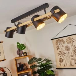 Hofstein Rebbenas Deckenleuchte Schwarz, Naturfarben, 4-flammig -Bürolampen Verkäufe rebbenas deckenleuchte h3442531 12