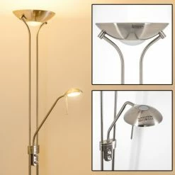 Hofstein Rom Deckenfluter LED Nickel-Matt, 2-flammig