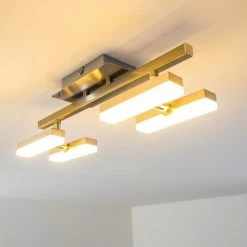 Hofstein Sakami Deckenleuchte LED Nickel-Matt, 4-flammig -Bürolampen Verkäufe sakami deckenleuchte h3000557 9