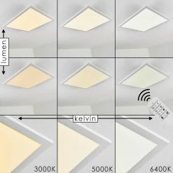Hofstein Salmi Deckenpanel LED Aluminium, Weiß, 1-flammig, Fernbedienung -Bürolampen Verkäufe salmi deckenpanel h3311974 4