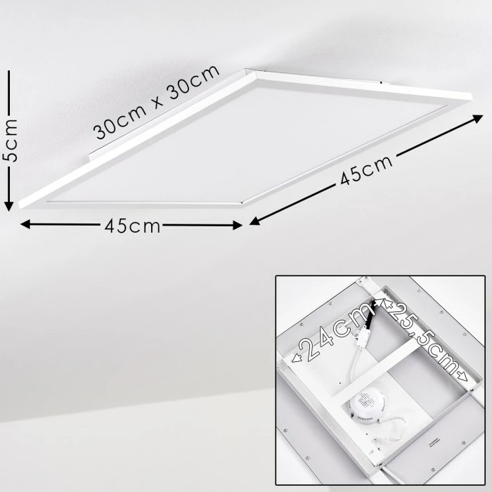Hofstein Salmi Deckenpanel LED Aluminium, Weiß, 1-flammig, Fernbedienung 2 Hofstein Salmi Deckenpanel LED Aluminium, Weiß, 1-flammig, Fernbedienung – Bild 2