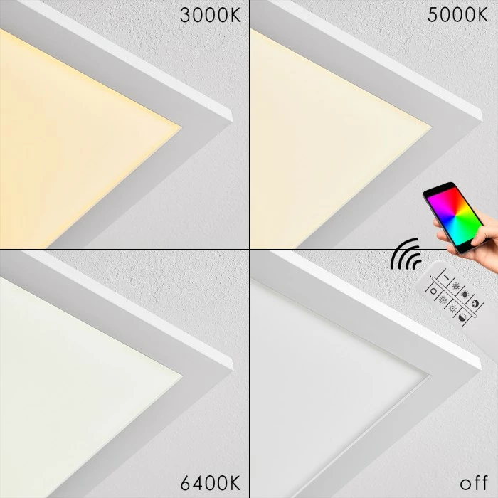 Hofstein Salmi Deckenpanel LED Aluminium, Weiß, 1-flammig, Fernbedienung 9 Hofstein Salmi Deckenpanel LED Aluminium, Weiß, 1-flammig, Fernbedienung – Bild 9