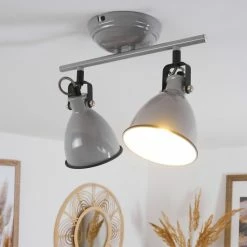 Hofstein Selki Deckenleuchte Grau, 2-flammig -Bürolampen Verkäufe selki deckenleuchte h3018941 6