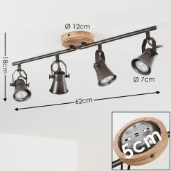 Hofstein Skodsbol Deckenleuchte Grau, Hellbraun, Stahl gebürstet, 4-flammig -Bürolampen Verkäufe skodsbol deckenleuchte h3350232 1
