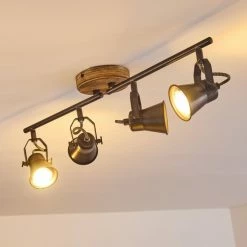 Hofstein Skodsbol Deckenleuchte Grau, Hellbraun, Stahl gebürstet, 4-flammig -Bürolampen Verkäufe skodsbol deckenleuchte h3350232 13