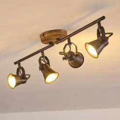 Hofstein Skodsbol Deckenleuchte Grau, Hellbraun, Stahl gebürstet, 4-flammig -Bürolampen Verkäufe skodsbol deckenleuchte h3350232 18