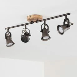 Hofstein Skodsbol Deckenleuchte Grau, Hellbraun, Stahl gebürstet, 4-flammig -Bürolampen Verkäufe skodsbol deckenleuchte h3350232 7