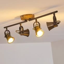 Hofstein Skodsbol Deckenleuchte Grau, Hellbraun, Stahl gebürstet, 4-flammig -Bürolampen Verkäufe skodsbol deckenleuchte h3350232 9