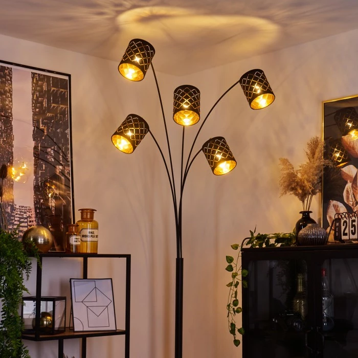 Hofstein Tallaboa Stehleuchte Schwarz, 5-flammig 11 Hofstein Tallaboa Stehleuchte Schwarz, 5-flammig – Bild 11