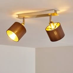 Hofstein Tibro Deckenleuchte Nickel-Matt, Messing, 2-flammig -Bürolampen Verkäufe tibro deckenleuchte h3357996 14