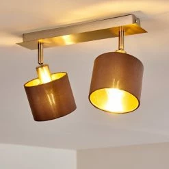 Hofstein Tibro Deckenleuchte Nickel-Matt, Messing, 2-flammig -Bürolampen Verkäufe tibro deckenleuchte h3357996 6