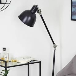 Hofstein Tilton Stehleuchte Nickel-Matt, Schwarz, 1-flammig -Bürolampen Verkäufe tilton stehleuchte h3413968 5