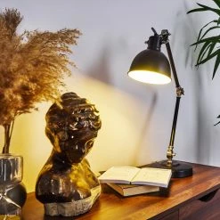 Hofstein Tilton Tischleuchte Nickel-Matt, Schwarz, 1-flammig