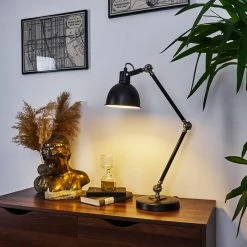 Hofstein Tilton Tischleuchte Nickel-Matt, Schwarz, 1-flammig -Bürolampen Verkäufe tilton tischleuchte h3412657 8