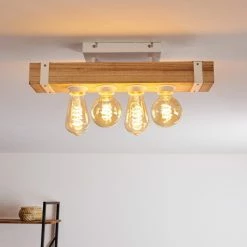 Hofstein Torrevieja Deckenleuchte Weiß, Holz hell, 4-flammig -Bürolampen Verkäufe torrevieja deckenleuchte h3369104 6