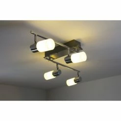 Trio Leuchten CLAPTON Deckenleuchte LED Chrom, Aluminium, Edelstahl, 4-flammig -Bürolampen Verkäufe trio leuchten clapton deckenleuchte 821410405 do1 4