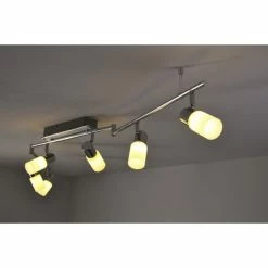 Trio Leuchten CLAPTON Deckenleuchte LED Chrom, Aluminium, Edelstahl, 6-flammig -Bürolampen Verkäufe trio leuchten clapton deckenleuchte 821410605 do1 6