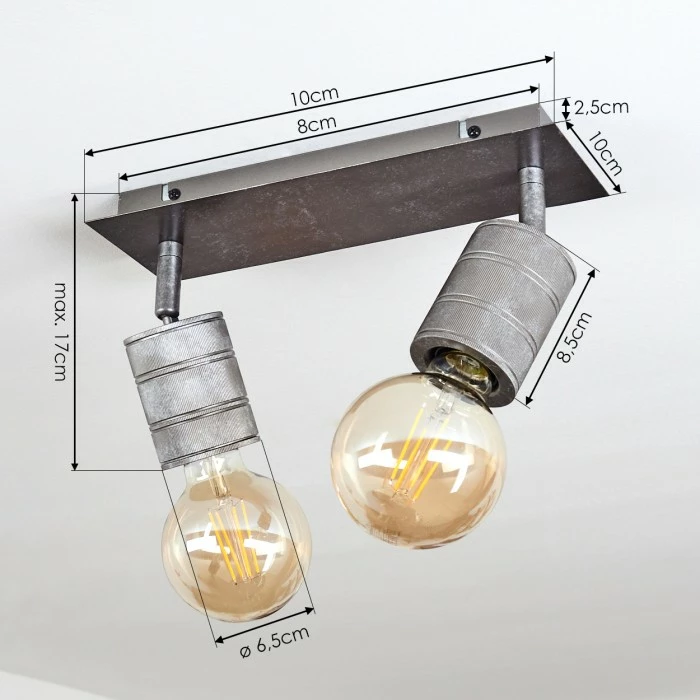 Hofstein Tyldom Deckenleuchte Grau, Silber, 2-flammig 4 Hofstein Tyldom Deckenleuchte Grau, Silber, 2-flammig – Bild 4
