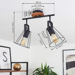 Hofstein Uatuasa Deckenleuchte Schwarz, Naturfarben, 2-flammig -Bürolampen Verkäufe uatuasa deckenleuchte h3443262 3