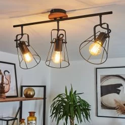 Hofstein Uatuasa Deckenleuchte Schwarz, Naturfarben, 3-flammig