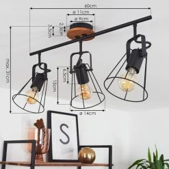 Hofstein Uatuasa Deckenleuchte Schwarz, Naturfarben, 3-flammig -Bürolampen Verkäufe uatuasa deckenleuchte h3443286 3