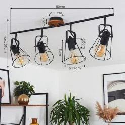 Hofstein Uatuasa Deckenleuchte Schwarz, Naturfarben, 4-flammig -Bürolampen Verkäufe uatuasa deckenleuchte h3443330 3