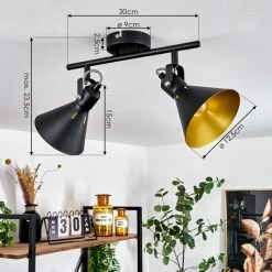 Hofstein Upiano Deckenleuchte Chrom, Schwarz, 2-flammig -Bürolampen Verkäufe upiano deckenleuchte h3017784 3