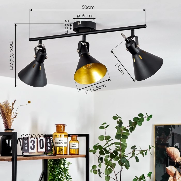 Hofstein Upiano Deckenleuchte Chrom, Schwarz, 3-flammig 4 Hofstein Upiano Deckenleuchte Chrom, Schwarz, 3-flammig – Bild 4