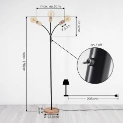 Hofstein Vasanello Stehleuchte Schwarz, Braun, 3-flammig -Bürolampen Verkäufe vasanello stehleuchte h3413753 3